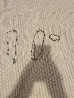 Lea SophiaBlue Crystal Station Necklace and bead and pearl set